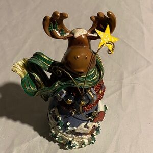 Vintage Festive Moose Holiday Figurine with Star